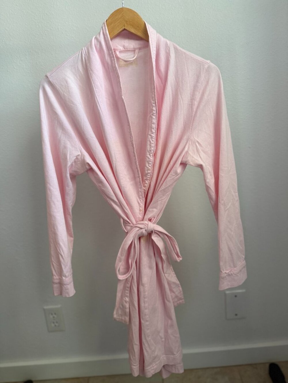 Gilligan & O'Malley Light Pink 100% Cotton Long Sleeve Wrap Bathrobe Size S/M